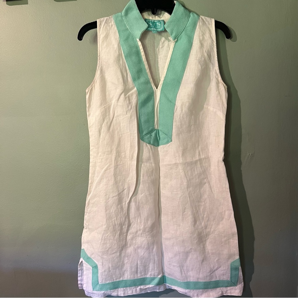 Sail to sable small white and mint tunic dress
